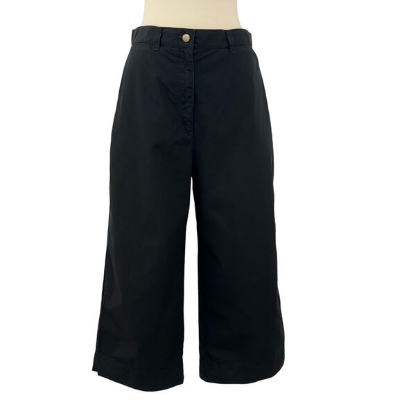 Lauren Ralph Lauren Wide Leg Crop Black Pants Cotton Size 8 - Picture 1 of 10